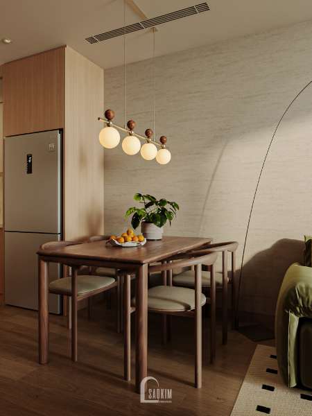 Thiết kế phòng bếp chung cư 2 ngủ The Charm phong cách Mid-Century Modern - Sự cân bằng giữa nét đẹp vượt thời gian và nhu cầu sống hiện đại